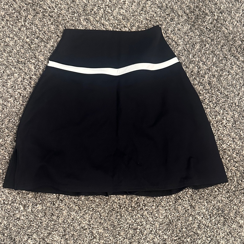 Chic Black A-Line Skirt with White Detail